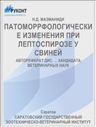 ПАТОМОРРФОЛОГИЧЕСКИЕ ИЗМЕНЕНИЯ ПРИ ЛЕПТОСПИРОЗЕ У СВИНЕЙ