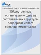 Общественные организации – одна из составляющих структуры поддержки малого предпринимательства