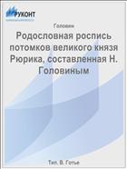 Родословная роспись потомков великого князя Рюрика, составленная Н. Головиным