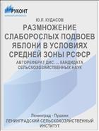 РАЗМНОЖЕНИЕ СЛАБОРОСЛЫХ ПОДВОЕВ ЯБЛОНИ В УСЛОВИЯХ СРЕДНЕЙ ЗОНЫ РСФСР