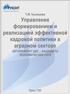Управление формированием и реализацией эффективной кадровой политики а аграрном секторе 