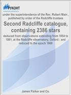 Second Radcliffe catalogue, containing 2386 stars