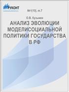 АНАЛИЗ ЭВОЛЮЦИИ МОДЕЛИСОЦИАЛЬНОЙ ПОЛИТИКИ ГОСУДАРСТВА В РФ