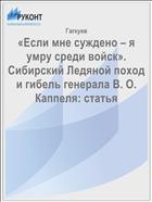 «Если мне суждено – я умру среди войск». Сибирский Ледяной поход и гибель генерала В. О. Каппеля: статья