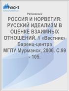 РОССИЯ И НОРВЕГИЯ:  РУССКИЙ ИДЕАЛИЗМ В ОЦЕНКЕ ВЗАИМНЫХ ОТНОШЕНИЙ. // «Вестник» Баренц-центра МГПУ.Мурманск, 2006. С.99 - 105. 