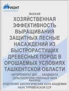 ХОЗЯЙСТВЕННАЯ ЭФФЕКТИВНОСТЬ ВЫРАЩИВАНИЯ ЗАЩИТНЫХ ЛЕСНЫЕ НАСАЖДЕНИЙ ИЗ БЫСТРОРАСТУЩИХ ДРЕВЕСНЫХ ПОРОД В ОРОШАЕМЫХ УСЛОВИЯХ ТАШКЕНТСКОЙ ОБЛАСТИ