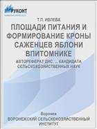 ПЛОЩАДИ ПИТАНИЯ И ФОРМИРОВАНИЕ КРОНЫ САЖЕНЦЕВ ЯБЛОНИ ВПИТОМНИКЕ