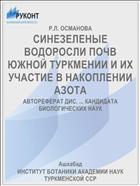СИНЕЗЕЛЕНЫЕ ВОДОРОСЛИ ПОЧВ ЮЖНОЙ ТУРКМЕНИИ И ИХ УЧАСТИЕ В НАКОПЛЕНИИ АЗОТА