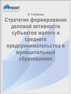 Стратегия формирования деловой активности субъектов малого и среднего предпринимательства в муниципальных образованиях