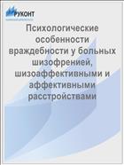 Психологические особенности враждебности у больных шизофренией, шизоаффективными и аффективными расстройствами
