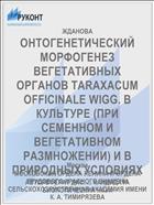 ОНТОГЕНЕТИЧЕСКИЙ МОРФОГЕНЕЗ ВЕГЕТАТИВНЫХ ОРГАНОВ TARAXACUM OFFICINALE WIGG. В КУЛЬТУРЕ (ПРИ СЕМЕННОМ И ВЕГЕТАТИВНОМ РАЗМНОЖЕНИИ) И В ПРИРОДНЫХ УСЛОВИЯХ