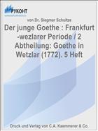 Der junge Goethe : Frankfurt-wezlarer Periode / 2 Abtheilung: Goethe in Wetzlar (1772). 5 Heft