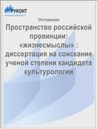 Пространство российской провинции: «жизнесмыслы» : диссертация на соискание ученой степени кандидата культурологии 