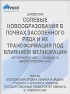 СОЛЕВЫЕ НОВООБРАЗОВАНИЯ В ПОЧВАХ ЗАСОЛЕННОГО РЯДА И ИХ ТРАНСФОРМАЦИЯ ПОД ВЛИЯНИЕМ МЕЛИОРАЦИИ