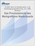 Das Provinzialrecht des Markgraftums Niederlausitz