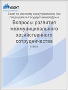 Вопросы развития межмуниципального хозяйственного сотрудничества