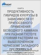 ПРОДУКТИВНОСТЬ ГИБРИДОВ КУКУРУЗЫ В ЗАВИСИМОСТИ ОТ ПРИПОСЕВНОГО ПРИМЕНЕНИЯ БЕЗВОДНОГО АММИАКА ПРИ РАЗНОЙ ГУСТОТЕ СТОЯНИЯ РАСТЕНИЙ НА ВЫЩЕЛОЧЕННОМ ЧЕРНОЗЕМЕ ЗАПАДНОГО ПРЕДКАВКАЗЬЯ