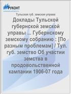 Доклады Тульской губернской земской управы ... Губернскому земскому собранию : [По разным проблемам] / Тул. губ. земство Об участии земства в продовольственной кампании 1906-07 года