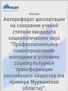 Автореферат диссертации на соискание ученой степени кандидата социологических наук 